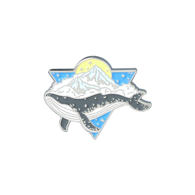 Creative blue color ocean series whale alloy brooch pins