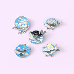 Creative blue color ocean series whale alloy brooch pins
