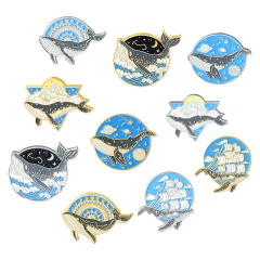 Creative blue color ocean series whale alloy brooch pins