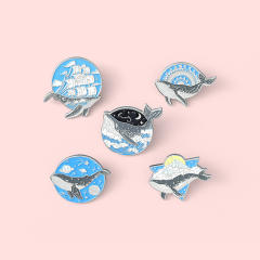 Creative blue color ocean series whale alloy brooch pins