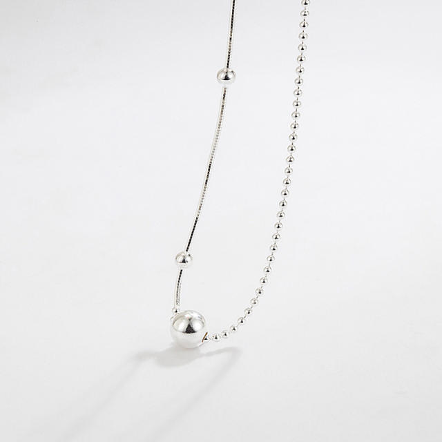 925 sterling silver cute ball bead dainty chain necklace for women