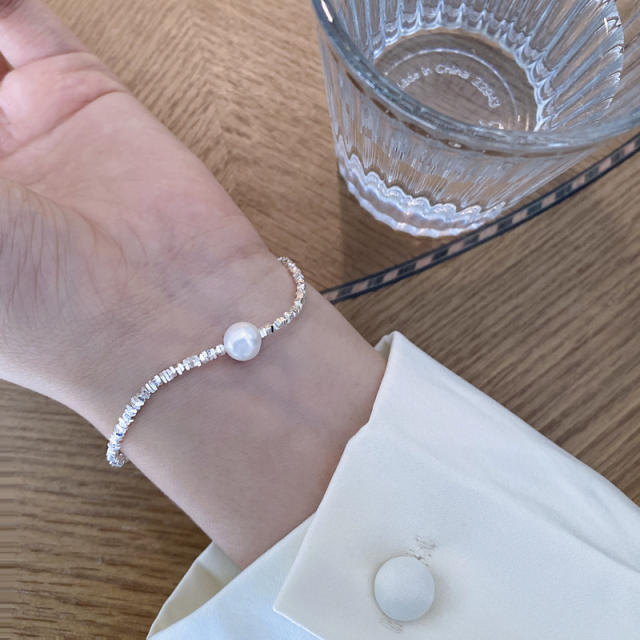 925 sterling silver hot sale bead pearl bracelet