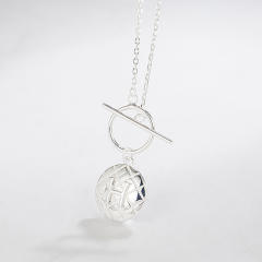 925 Sterling silver checkered coin pendant toggle dainty necklace for women