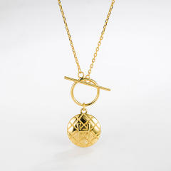 925 Sterling silver checkered coin pendant toggle dainty necklace for women