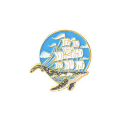 Creative blue color ocean series whale alloy brooch pins