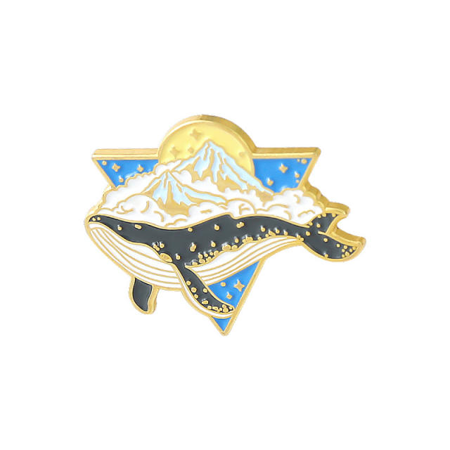 Creative blue color ocean series whale alloy brooch pins