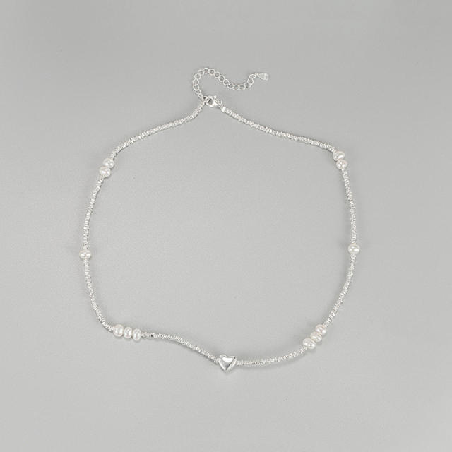 925 sterling silver baroque pearl bead choker necklace for women