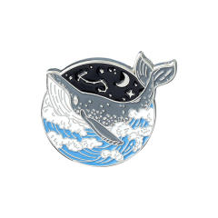 Creative blue color ocean series whale alloy brooch pins
