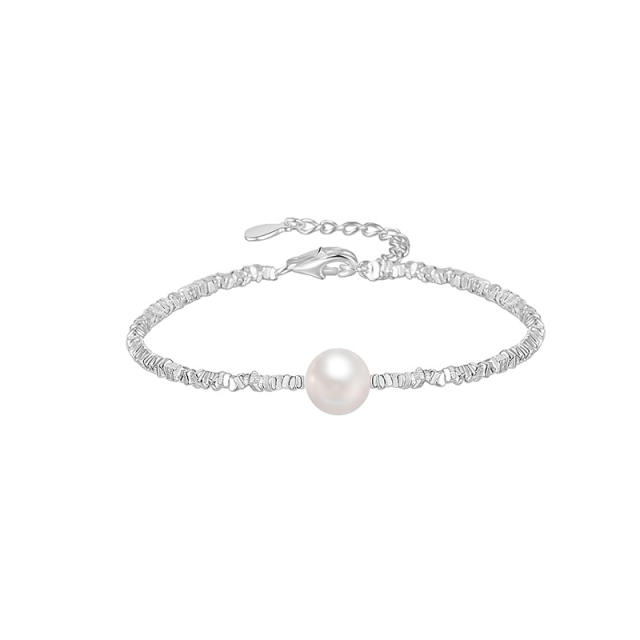 925 sterling silver hot sale bead pearl bracelet