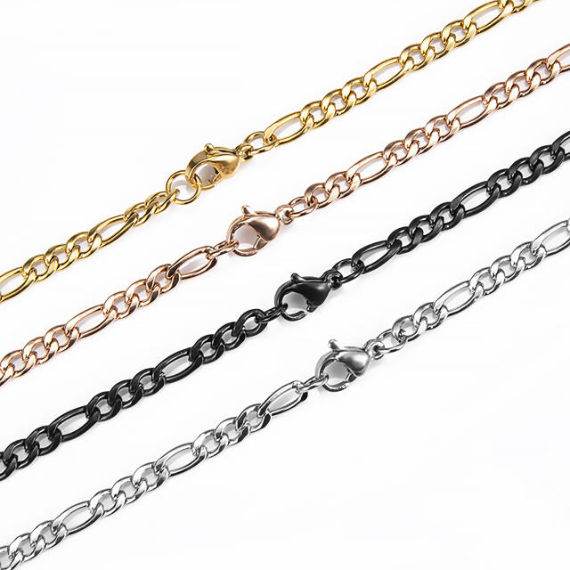 HIPHOP stainless steel figaro chain necklace for men