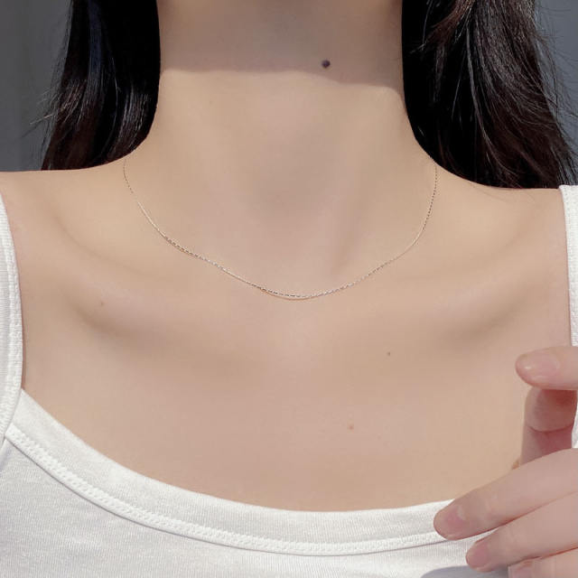 925 sterling silver basic dainty chain necklace for women