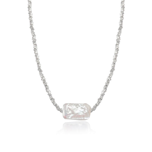 925 sterling silver baroque pearl women choker necklace