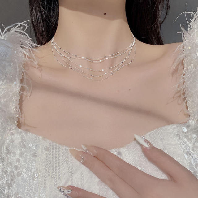 925 sterling silver dainty layer women necklace