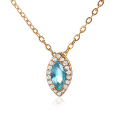 Personality birthstone oval shape pendant copper material pendant necklace