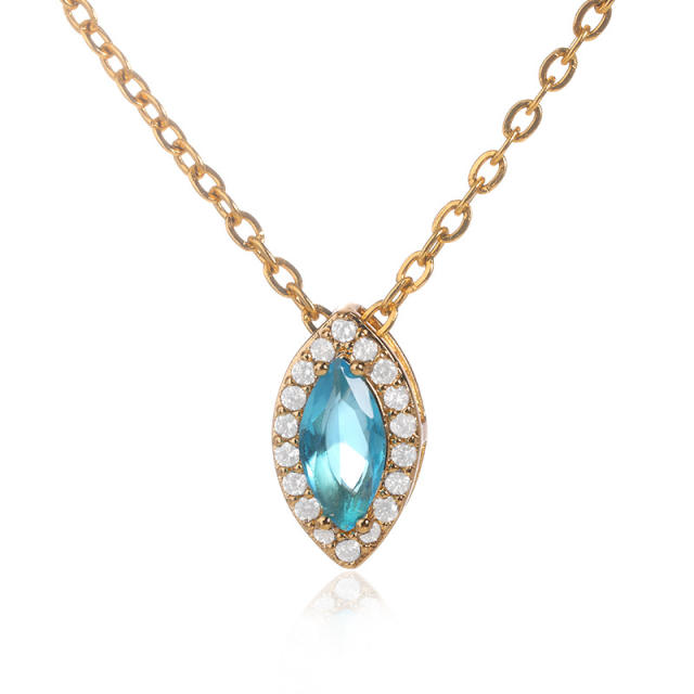Personality birthstone oval shape pendant copper material pendant necklace