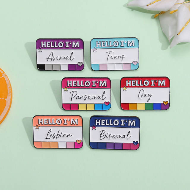 Personality english letter color enamel alloy brooch pins