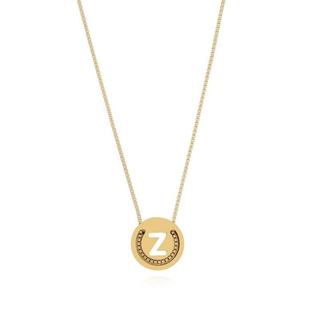 Hiphop initial letter coin pendant stainless steel box chain necklace