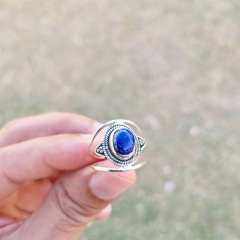 Vintage boho oval blue stone statement wide rings