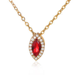 Personality birthstone oval shape pendant copper material pendant necklace