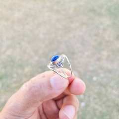 Vintage boho oval blue stone statement wide rings