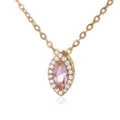 Personality birthstone oval shape pendant copper material pendant necklace