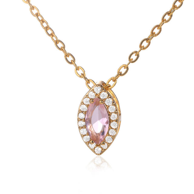 Personality birthstone oval shape pendant copper material pendant necklace