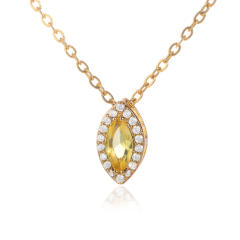 Personality birthstone oval shape pendant copper material pendant necklace