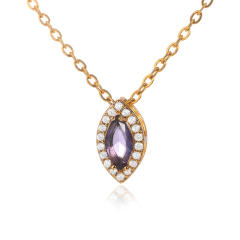 Personality birthstone oval shape pendant copper material pendant necklace
