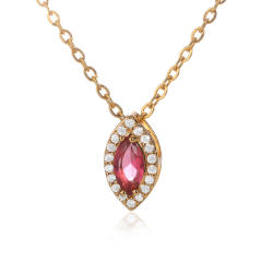 Personality birthstone oval shape pendant copper material pendant necklace