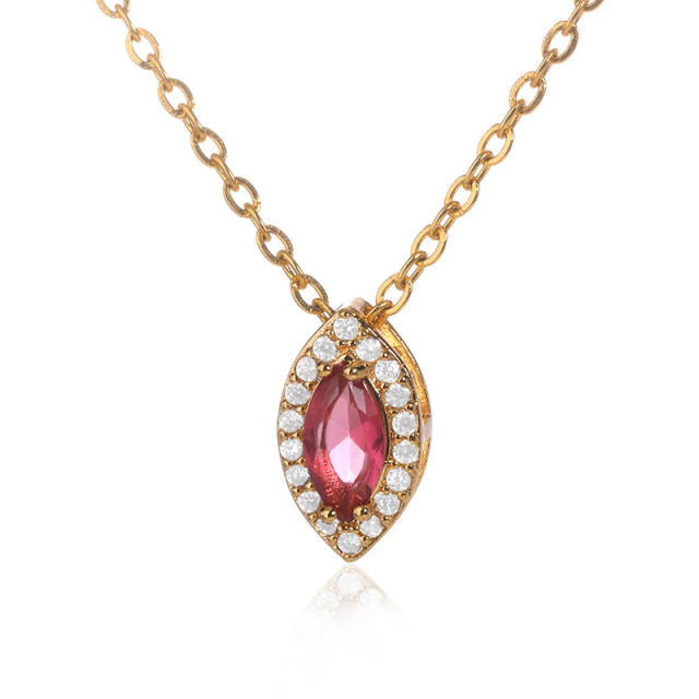 Personality birthstone oval shape pendant copper material pendant necklace
