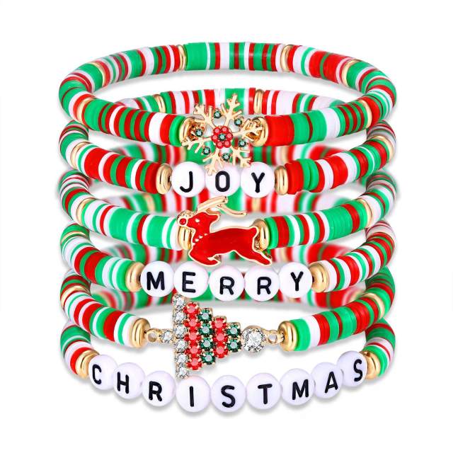 6pcs clay bead letter bead christmas halloween bracelet set