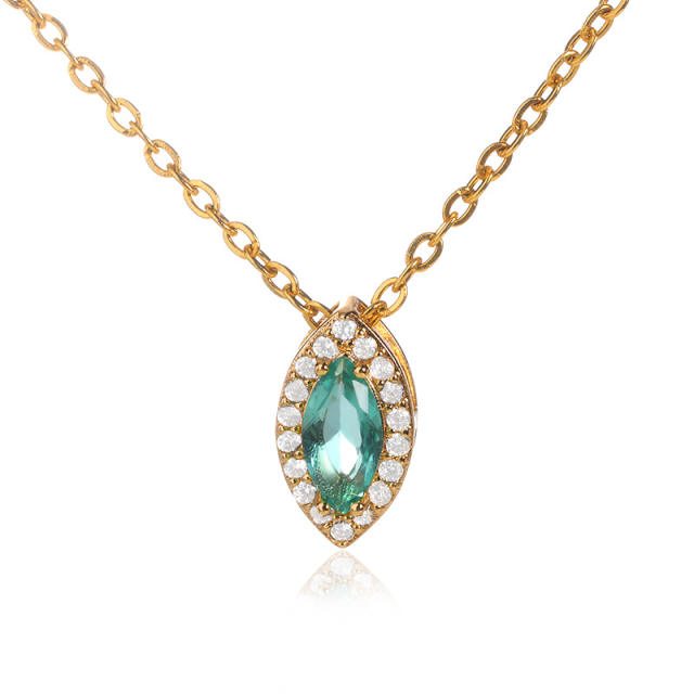Personality birthstone oval shape pendant copper material pendant necklace
