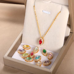 Personality birthstone oval shape pendant copper material pendant necklace