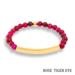 Hot sale natual stone bead stainless steel bar bracelet