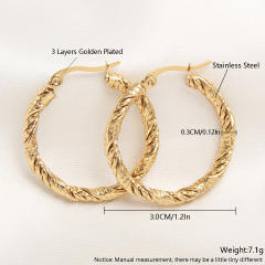 Easy match twisted hoop stainless steel earrings