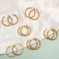 Easy match twisted hoop stainless steel earrings