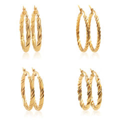 Easy match twisted hoop stainless steel earrings
