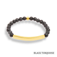 Hot sale natual stone bead stainless steel bar bracelet