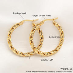 Easy match twisted hoop stainless steel earrings