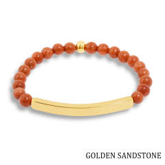 Hot sale natual stone bead stainless steel bar bracelet
