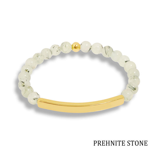 Hot sale natual stone bead stainless steel bar bracelet