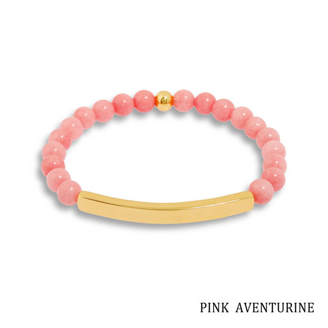 Hot sale natual stone bead stainless steel bar bracelet