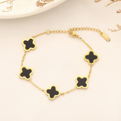 18KG colorful lucky clover women stainless steel bracelet