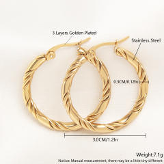 Easy match twisted hoop stainless steel earrings