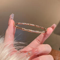 Chic simple bamboo stainless steel band bangle bracelet