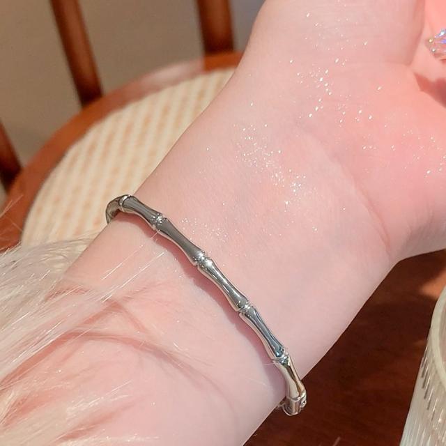 Chic simple bamboo stainless steel band bangle bracelet