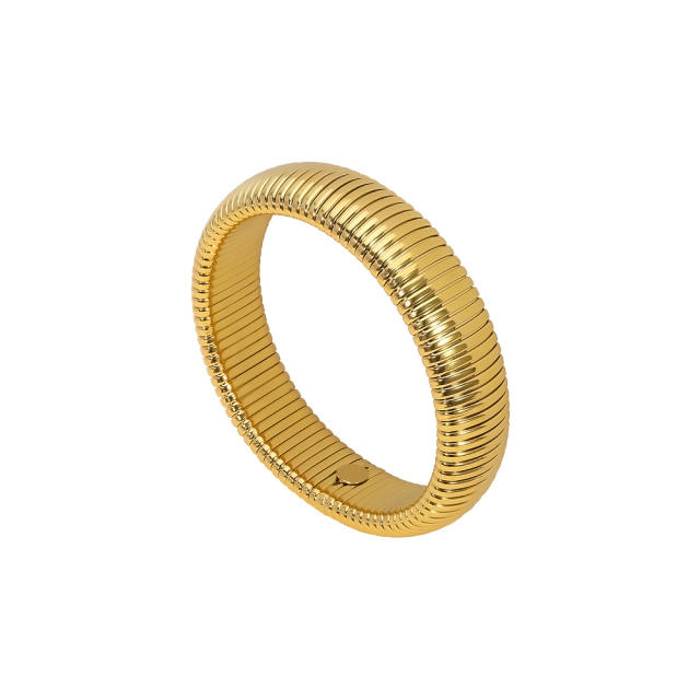 18K gold plated chunky elastic stainless steel bangle bracelet
