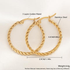 Easy match twisted hoop stainless steel earrings