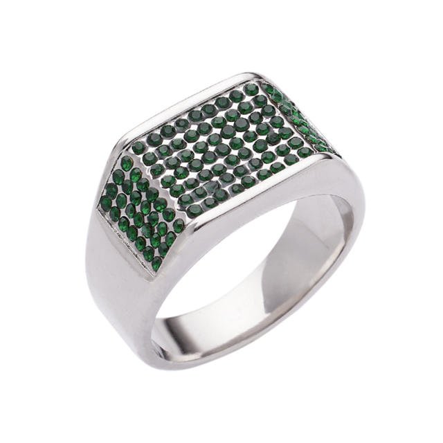 Hiphop full cubic zircon diamond stainless steel rings for men