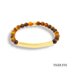 Hot sale natual stone bead stainless steel bar bracelet
